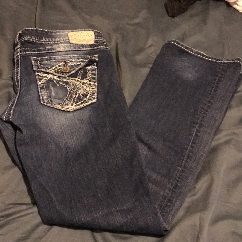 Distressed silver Berkley bootcut jeans